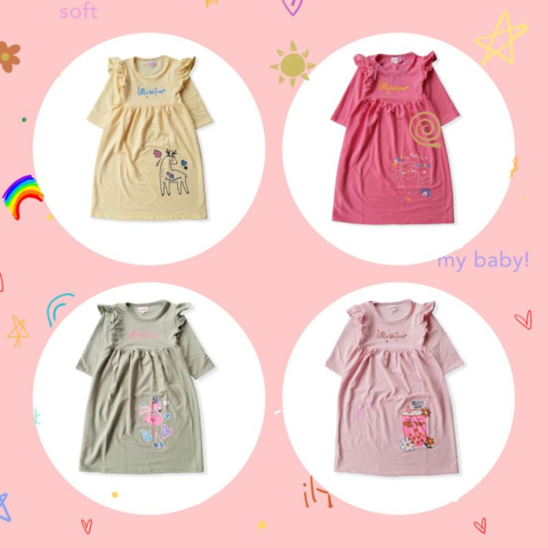 GAMIS ANAK LITTLE BLOOM 2-9 TAHUNAN/GAMIS BABITERY ANAK PEREMPUAN/GAMIS ANAK PEREMPUAN