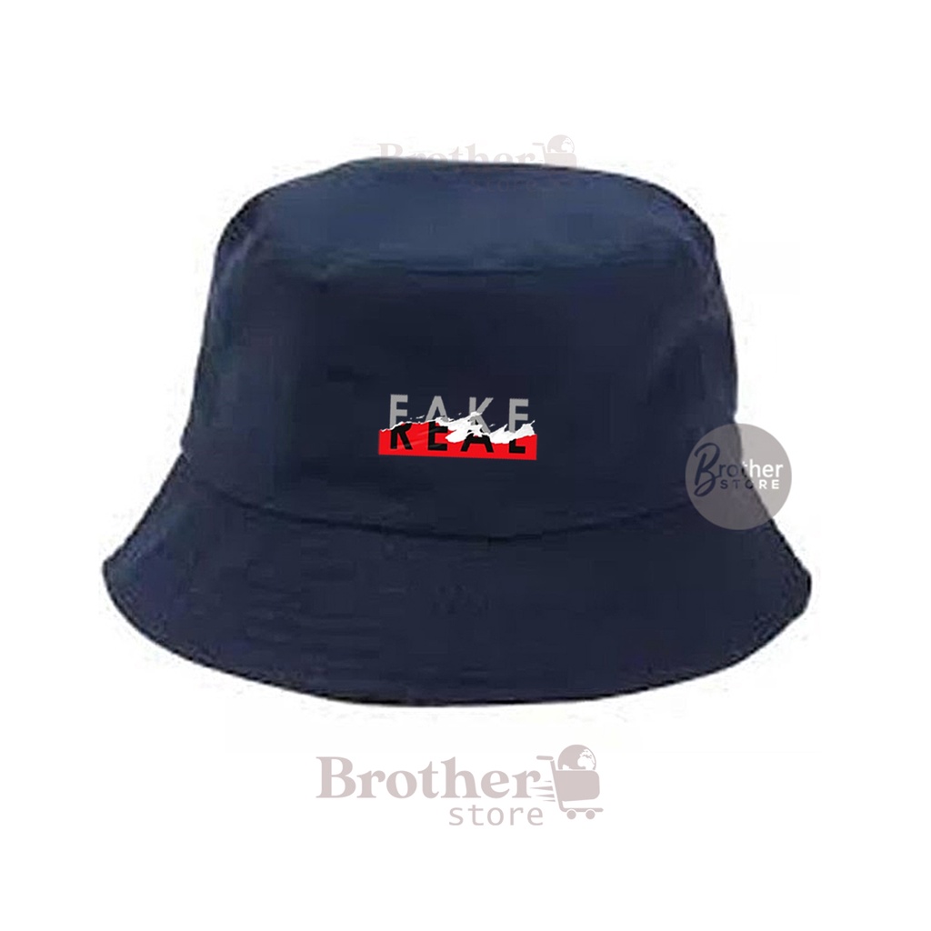 BROTHERSTORE Topi bucket Articlel fake Bucket TEXT PUTIH pria Cream