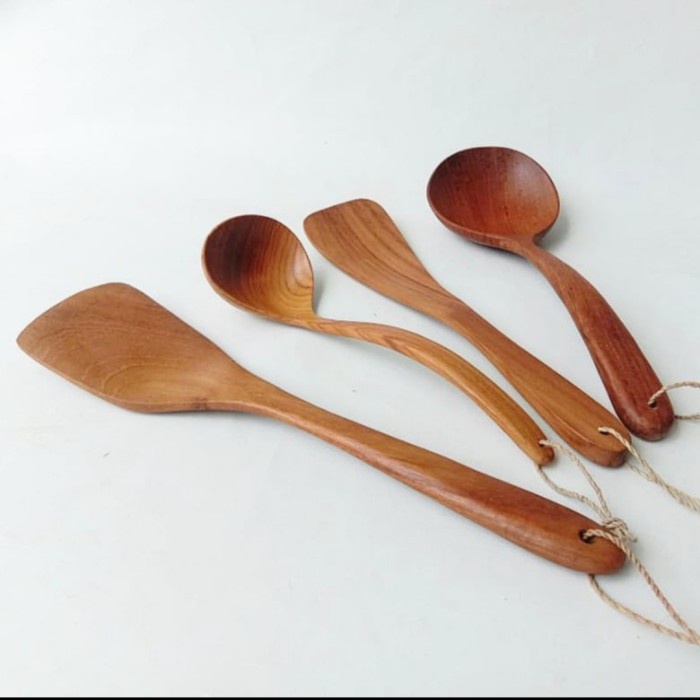 Spatula Wooden Cooking Spoon Spatula Kayu Sodet Sutil Kayu Set 4