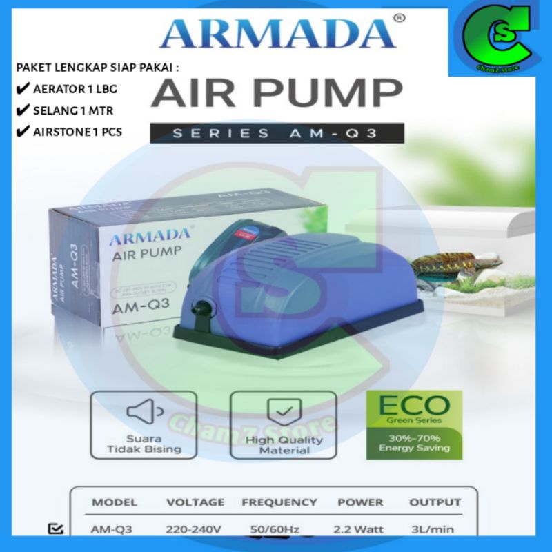 armada new am series low watt aerator 1 lubang siap pakai selang dan batu aerator / paket aerator 1 lubang / aerator 1 lubang / pompa airpump aerator / aerator