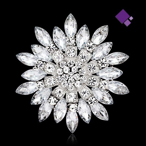 Bros Bentuk Bunga Aksen Kristal Untuk Wanita