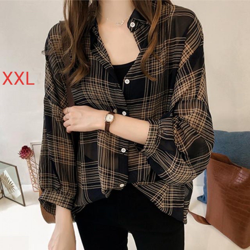 MF KEMEJA KOTAK GUILEN XL/XXL Baju Pakaian Atasan Wanita Perempuan Cewek Dewasa Remaja Abg terbaru 2022 kekinian-1