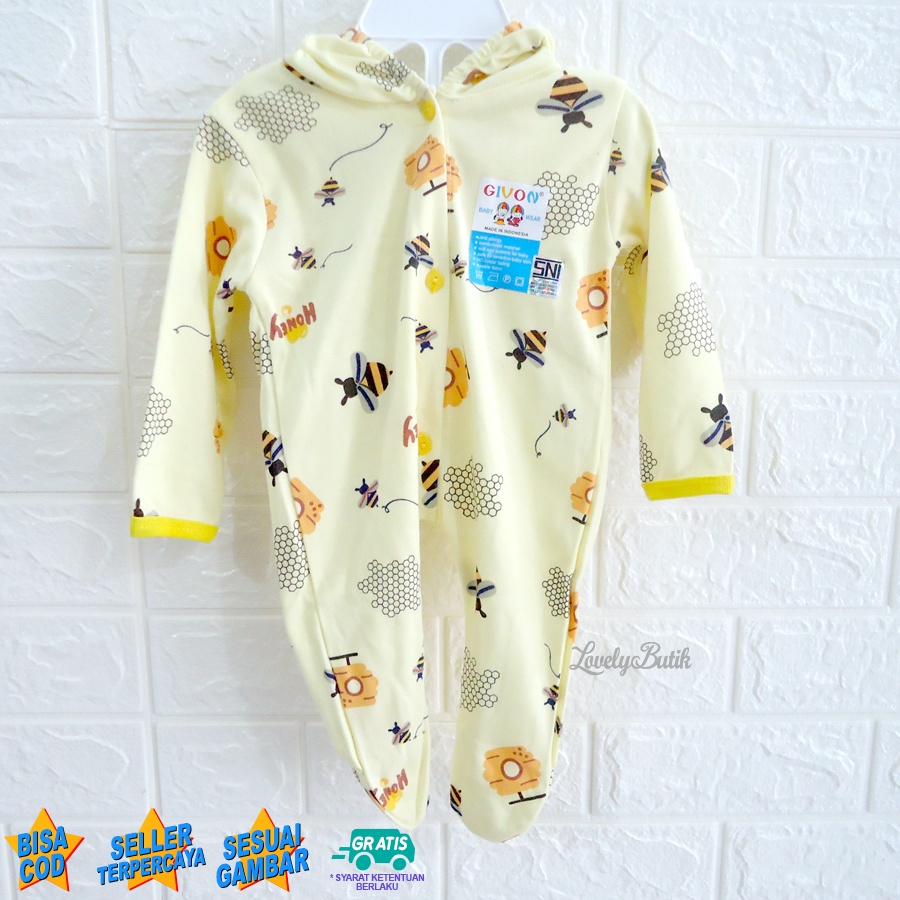 Jumper Hoodie Kaos Bayi New Born Baju Baby Cewek Cowok Lengan Panjang Kancing 0 sampai 3 Bln Katun Halus - Lovelybutik