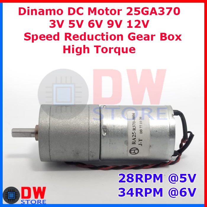 Jual Dinamo DC Motor 25GA370 Speed Reduction Gearbox Gear 3V 5V 9V 12V 15V  | Shopee Indonesia