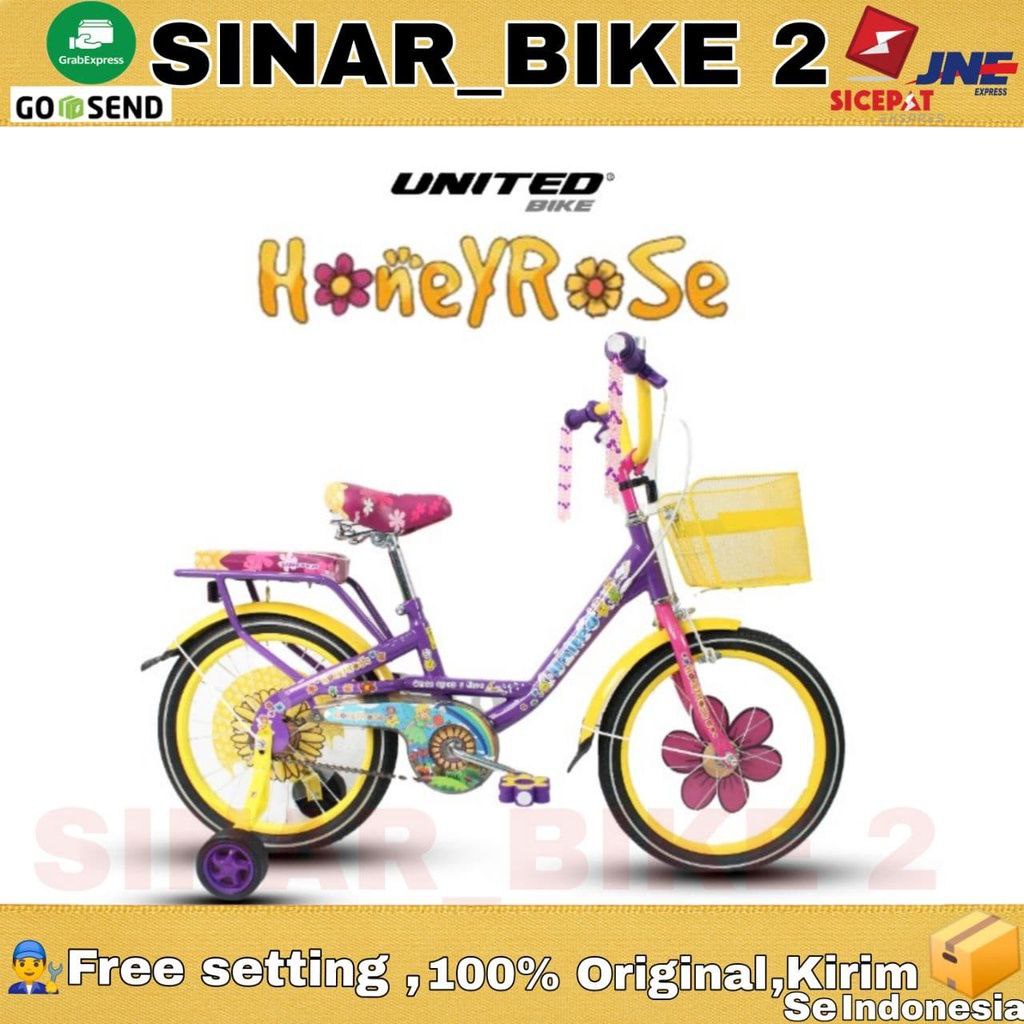 Sepeda Anak Perempuan UNITED HONEYROSE 12 16 &amp; 18 Inch Keranjang