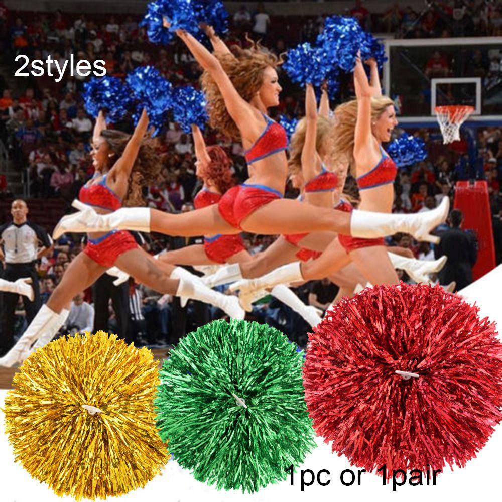 1pc / 1 Pasang Pom Pom Cheerleader 2 Gaya Dengan Gagang Lubang Ganda Untuk Dekorasi Pesta