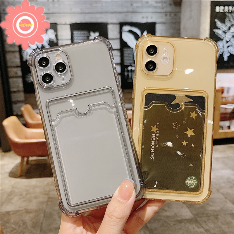Soft Case TPU Transparan Shockproof Holder Kartu Cover Oppo A96 A16 A15 A15s A76 A36 A35 A3s A12E A7 A5s A12 A54 A74 A11K Reno 7 5G