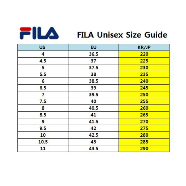 foot size chart korea