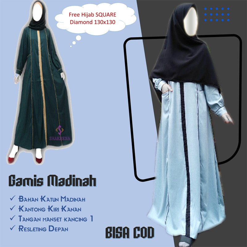 Gamis syari Adem terbaru katun madinah kombinasi