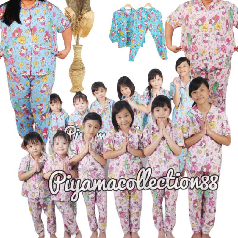 baju tidur piama anak piyama couple set / setelan / stelan hellow kity cupid katun jepang karakter