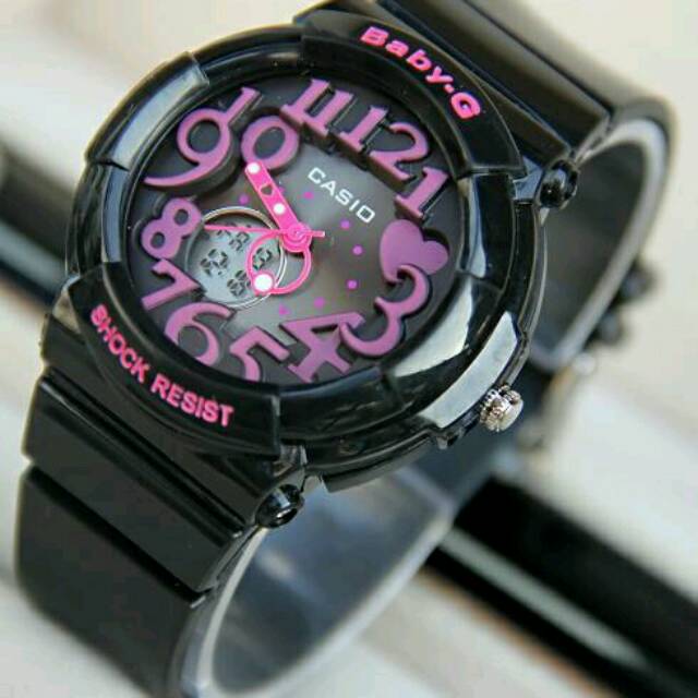 Jam Tangan Wanita Elegant Exclusive Casio Baby-G Princess Premium Watch Black Pink