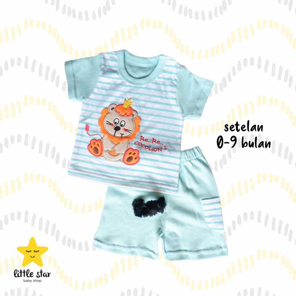 Lion Setelan Anak Bayi Cowok | Set Baju Kaos Celana Anak Laki