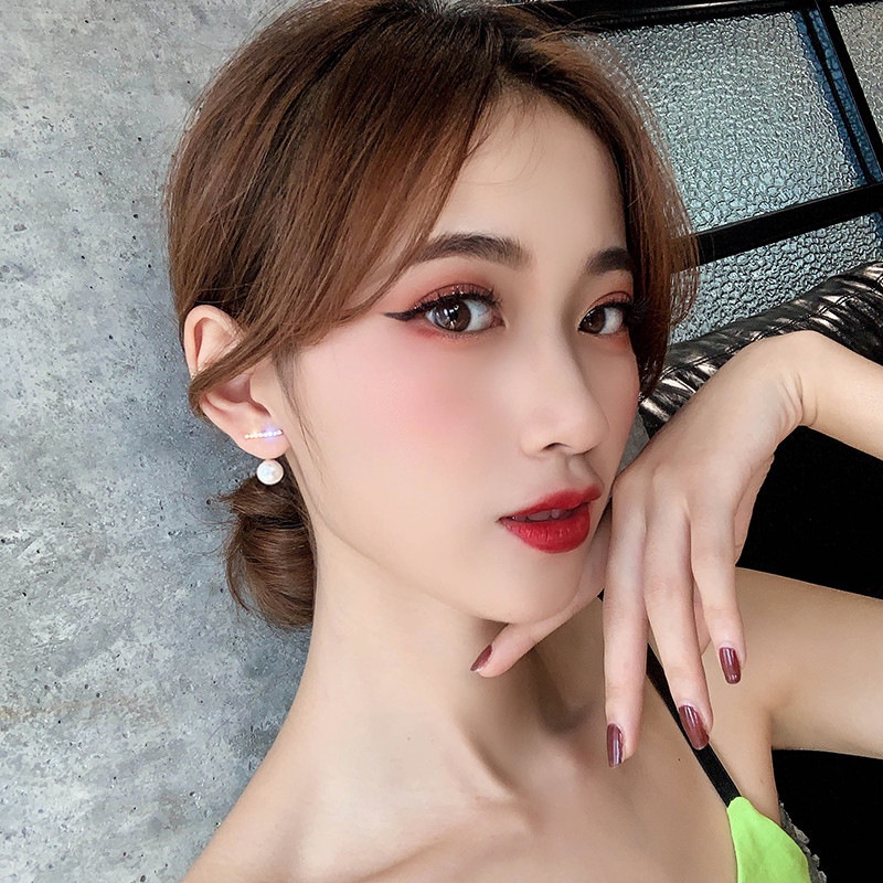 Anting 925 silver needle Hias Mutiara Berlian Imitasi Gaya Korea Untuk Wanita