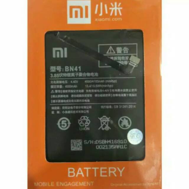 Batterai Xiaomi Redmi Note 4 / BN 41 Model Original Baterai BN41