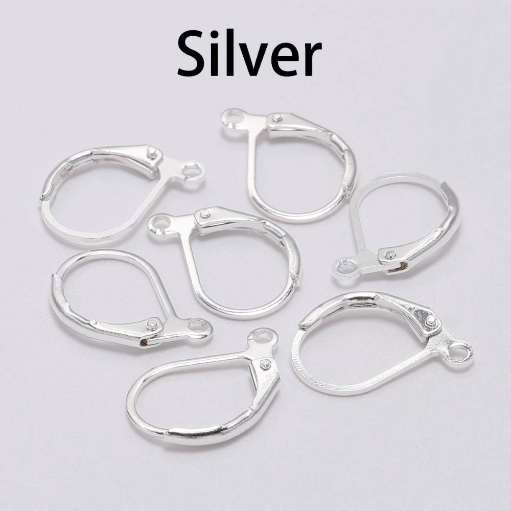 20pcs / Lot Kait Anting Hoops Ukuran 15x10mm Warna Silver Gold Untuk Membuat Perhiasan Diy