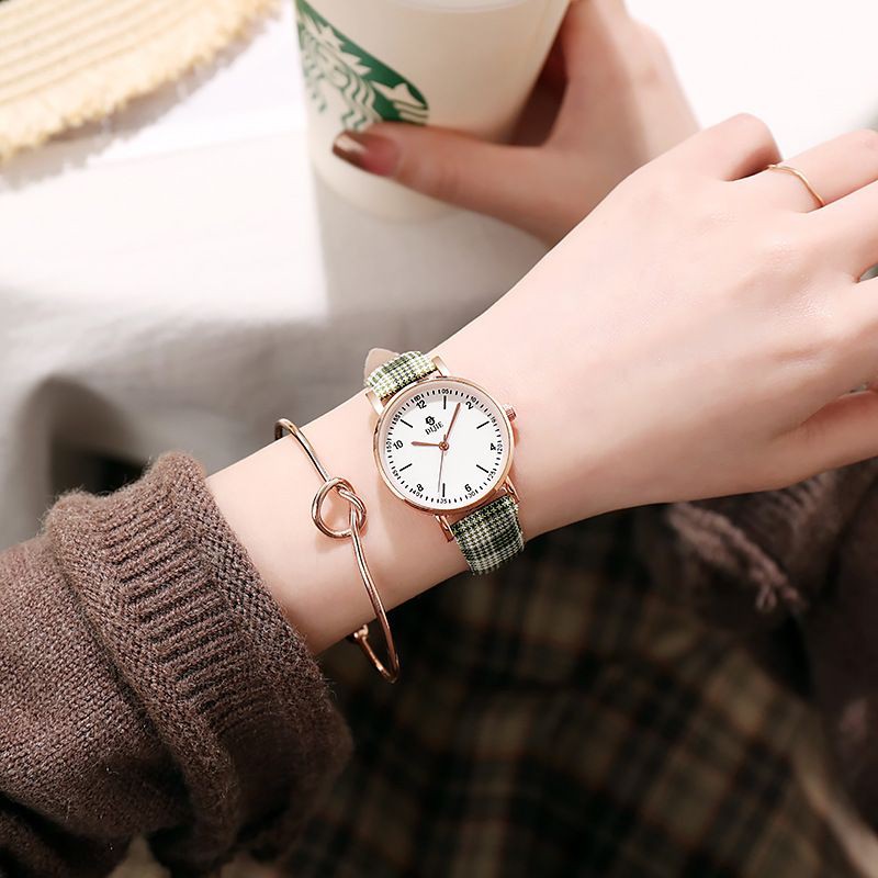 (BAYAR DI TEMPAT) JAM TANGAN WANITA MURAH KECE STRAP KULIT MODEL BARU KANVAS tanpa gelang