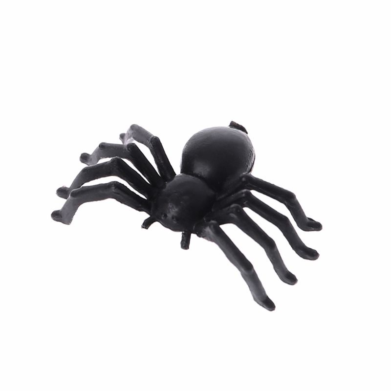 Mary 50Pcs Mainan Spider Palsu Plastik Hitam Kecil Lucu Canda Prank Props Halloween Deco