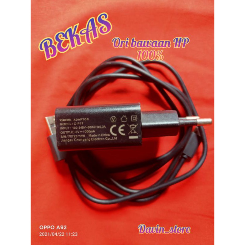 CHARGER XIAOMI BAWAAN HPREDMI 5A | REDMI 6A | NOTE 5A REDMI6 | REDMI 4A ORI bawaan hp