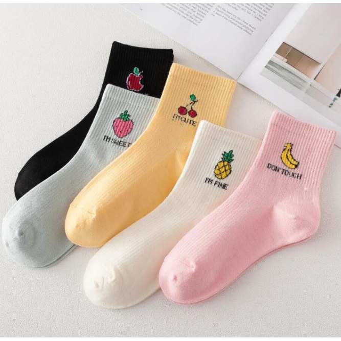 RSB KK222 Kaos Kaki Motif Buah Cute Kaos kaki Pendek Socks Fruit Fashion Wanita Korea Import