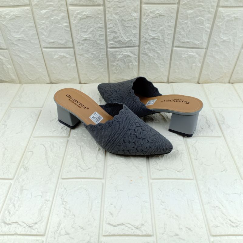 GRAVICI - Sepatu Slip On Mules Wanita Bahan Rajut Import WA 02