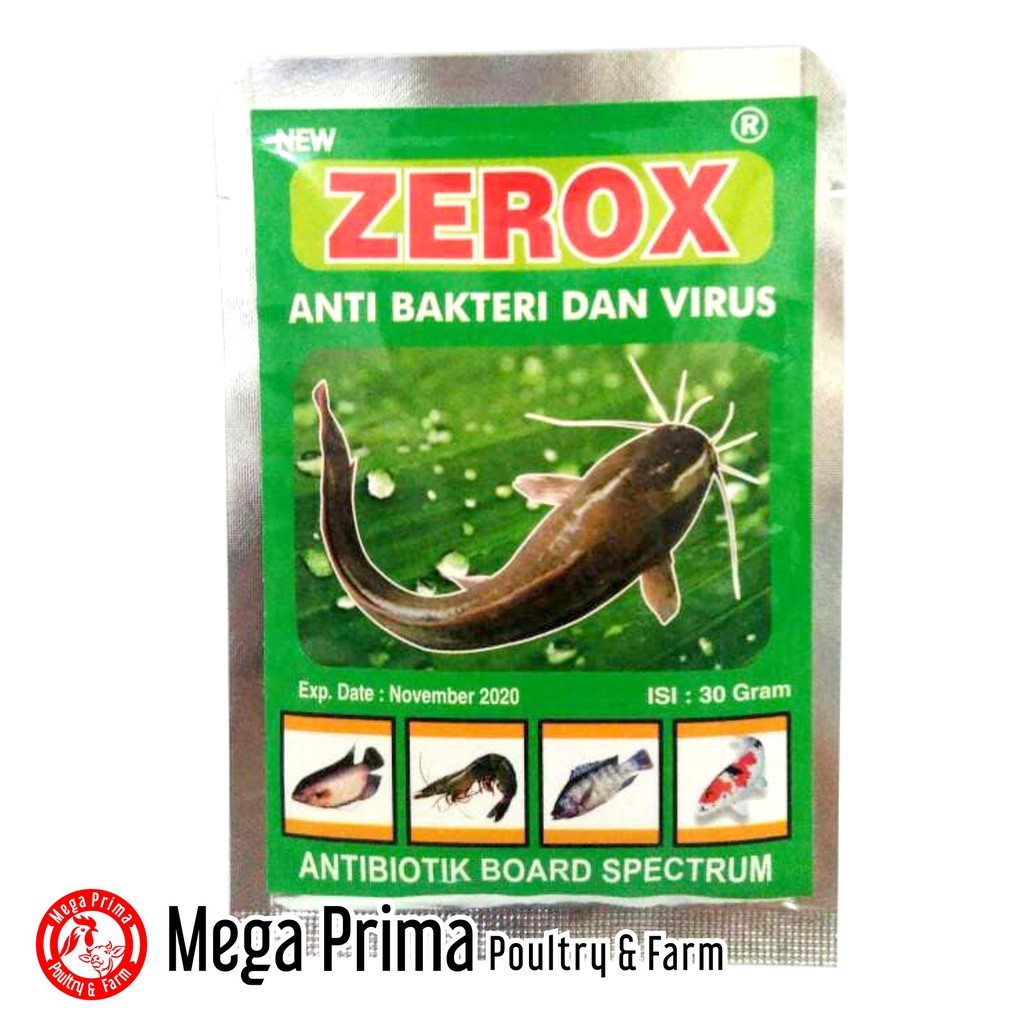 ZEROX 30gr Anti Bakteri Virus Antibiotik Pada Kolam Tambak Ikan Lele Patin Bandeng Udang