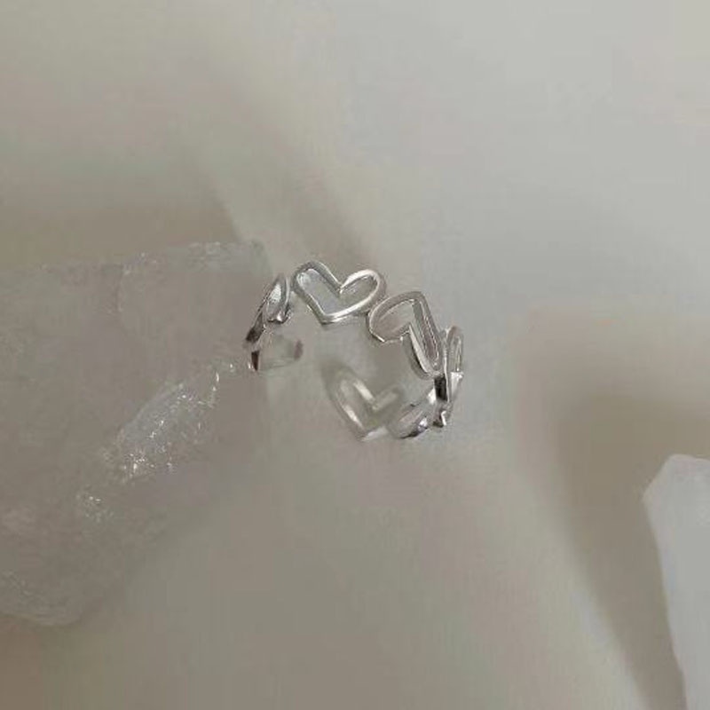 1 / 2pcs Cincin Bentuk Hati Model Hollow Untuk Wanita