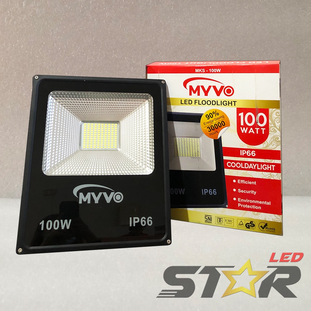 MYVO LED Floodlight 100W Lampu Kap Sorot Indoor Outdoor Flood Light IP66 Weather Proof 100 WATT Super Terang Star