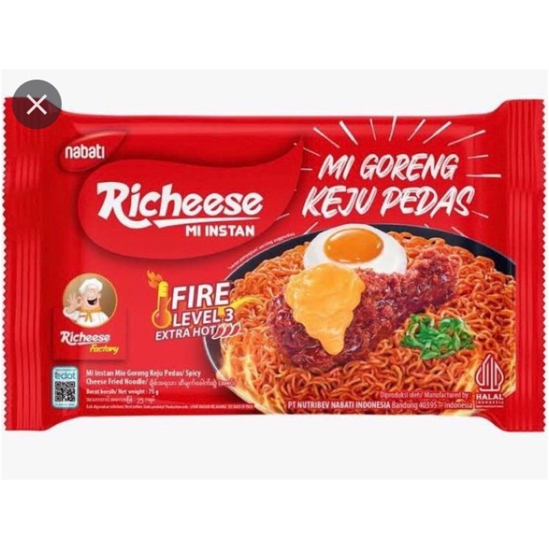 

Mi Richeese Mie Goreng Keju Pedas Five Level 3 Extra Hot Isi 75 gr