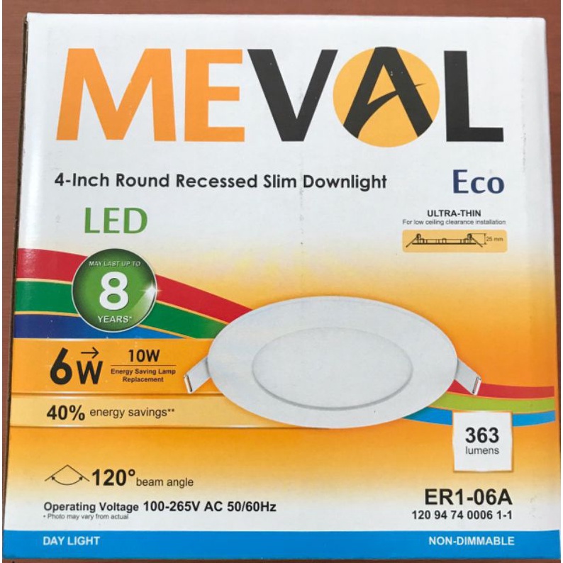 Meval led slim downlight 6w bulat putih