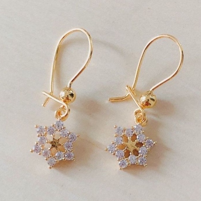 Anting Wanita BIntang Enam Ring Zirconia Gold Xuping