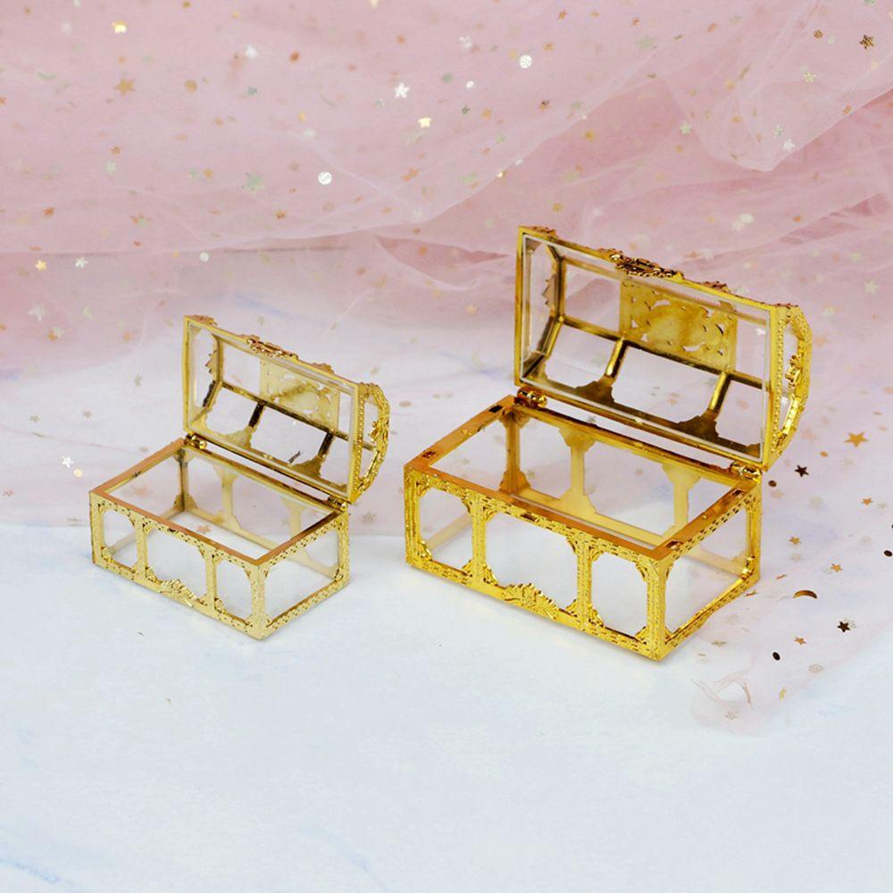 Top Treasure Chest Lucu Plastik Transparan Trinket Organizer Crystal Permata Candy Box