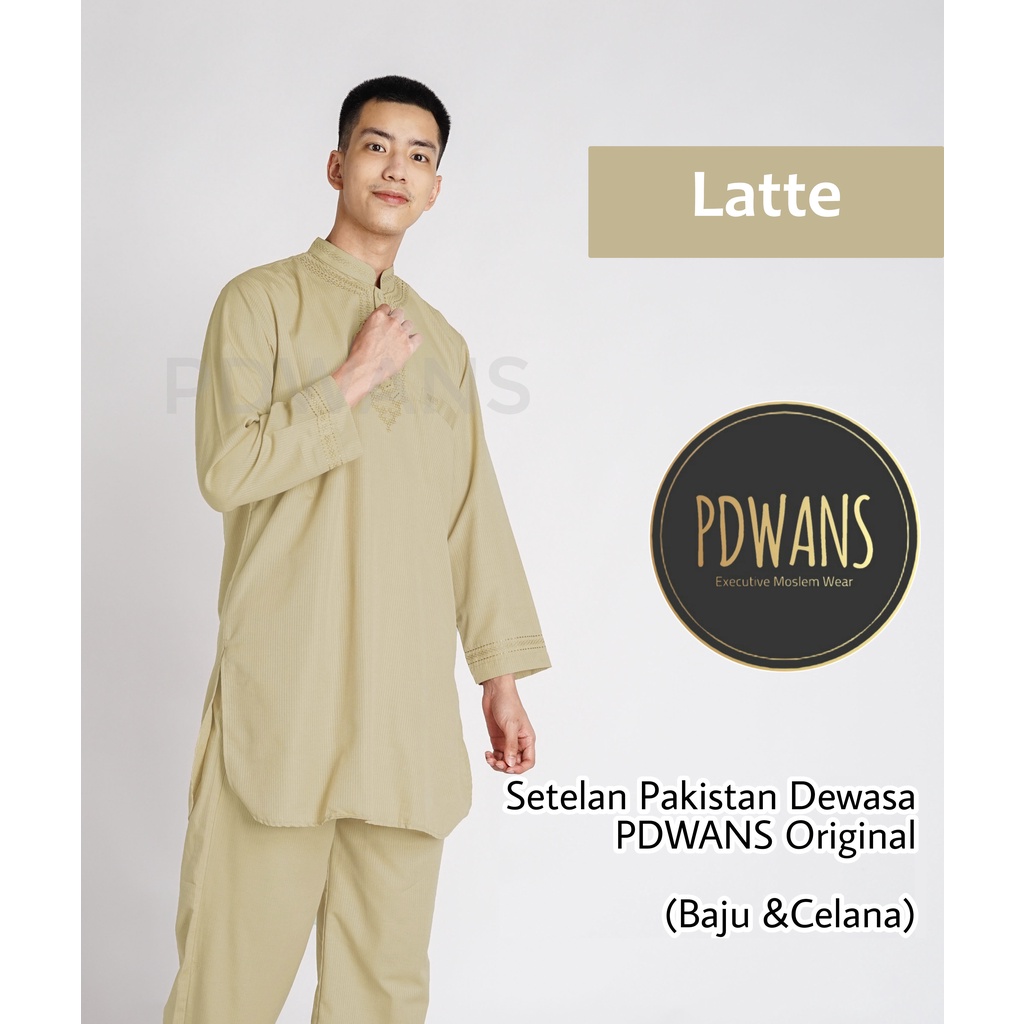 SETELAN PAKISTAN DEWASA Seri WARNA Baju Koko Bordir Muslim BAJU UMROH Pria - PDWANS PAKISTAN-WRN