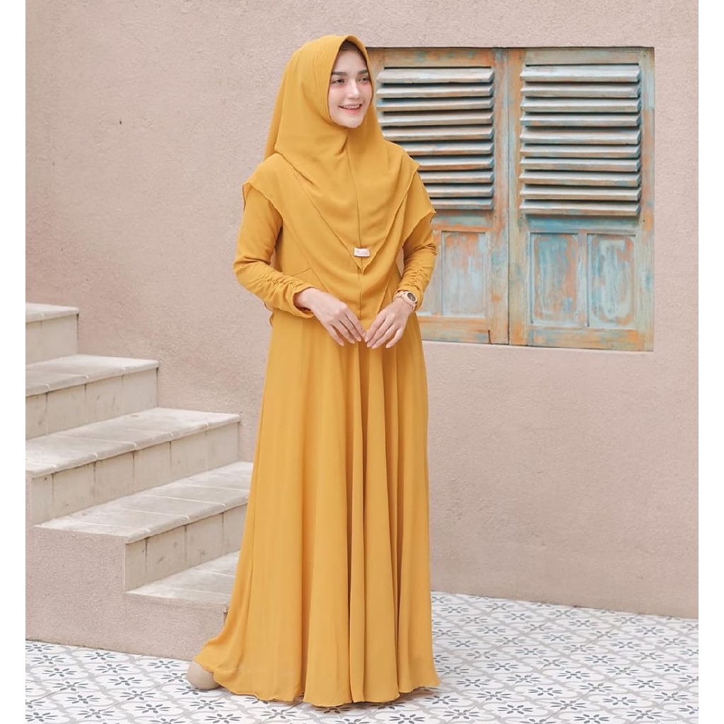 Gamis jumbo polos Mayra Syarii GAMIS SET KHIMAR TERLARIS.wenela