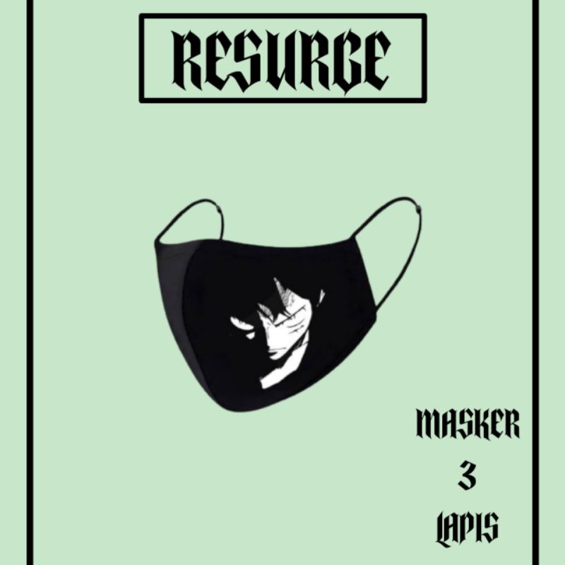 Masker ONE PIECE NOT AOT ANIME CARTOON / black 3ply Earloop headloop / pria wanita dewasa / masker h