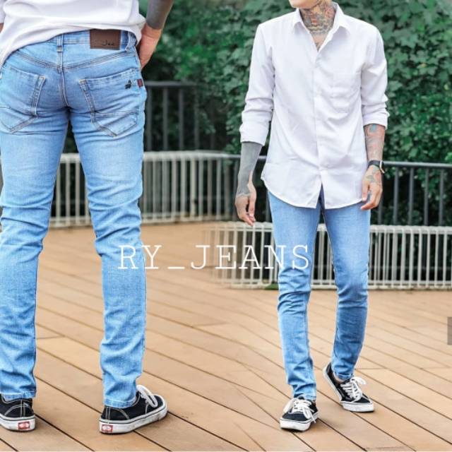 Celana Jeans pria lightblue celana jeans panjang pensil bioblits pria