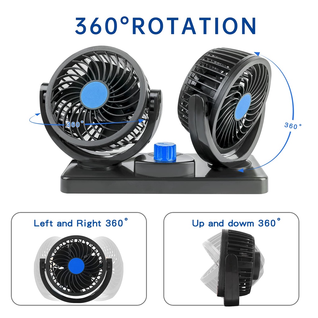 Kipas Angin Mobil Kepala Dua Cooling Fan Pendingin mobil Portable