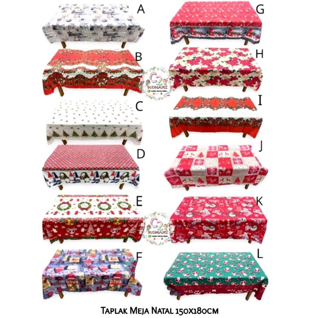 Taplak Meja Natal 150x180cm - Taplak Meja Natal - Taplak Natal - Taplak Meja Natal Segi