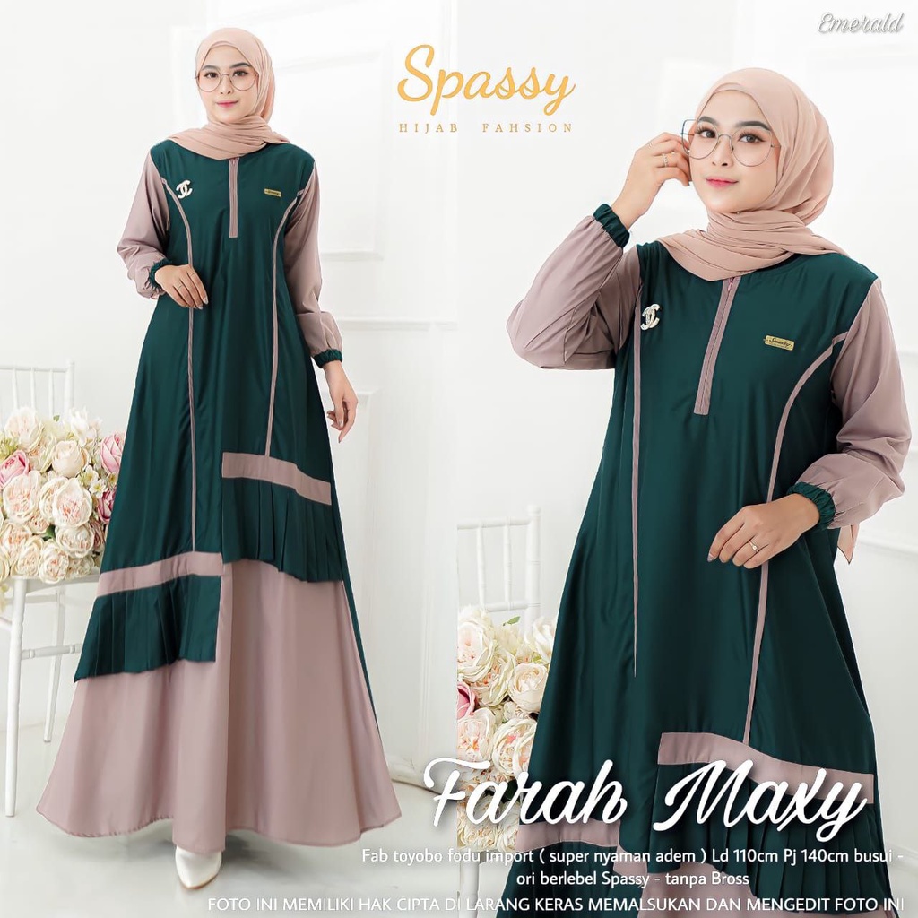 Farah Maxy Dress Wanita Gamis Spassy Original Fashion Muslim Wanita Toyobo Fodu Import