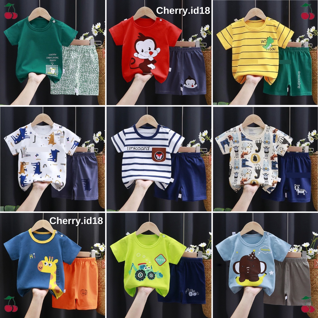 PROMO 12.12 BIRTHDAY SALE Cherry  Baju Bayi Laki Laki/ Baju Anak Laki Laki / Setelan anak Laki laki / Setelan Baju Bayi Import / SLP21