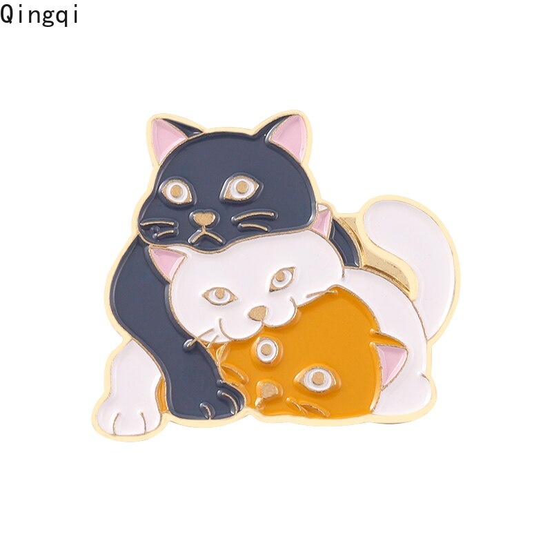 Bros Pin Enamel Bentuk Kucing / Kura-Kura Untuk Aksesoris Fashion Wanita