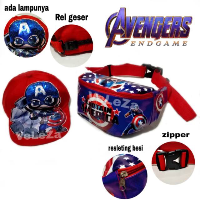 Tas Selempang Anak Laki-Laki Karakter Superhero Free Topi