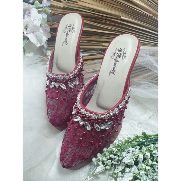 sepatu syantika merah Maroon 12cm