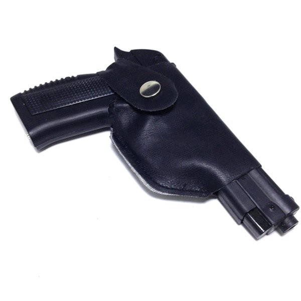 Korek Pistol Full Metal - Lighter Pistol Black - 608 Leather Machine - Include Sarung - Bareta Besi