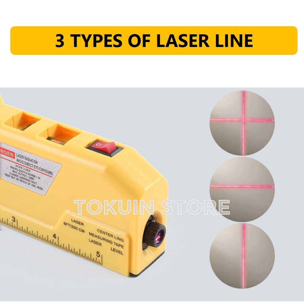 Laser Level Pro Meteran Penggaris Waterpass Square Ruler Measure Tape