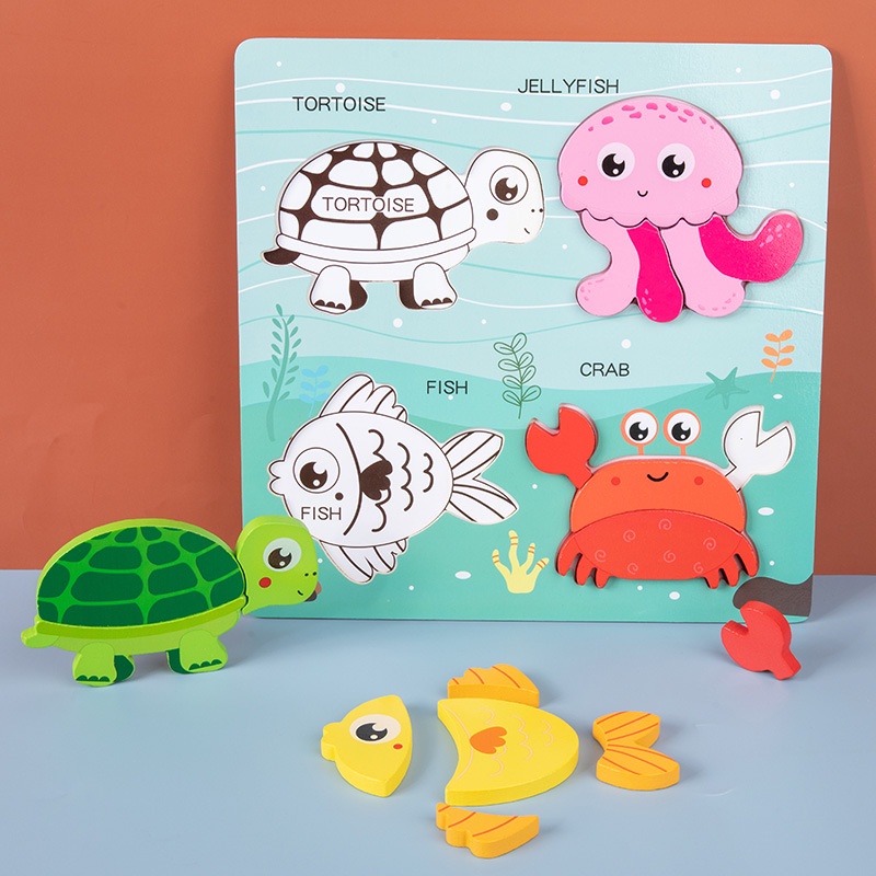 [ Giggel ] Mainan Edukasi Anak Animal / Puzzle Timbul 3D 4 Hewan / Mainan 3d Puzzle