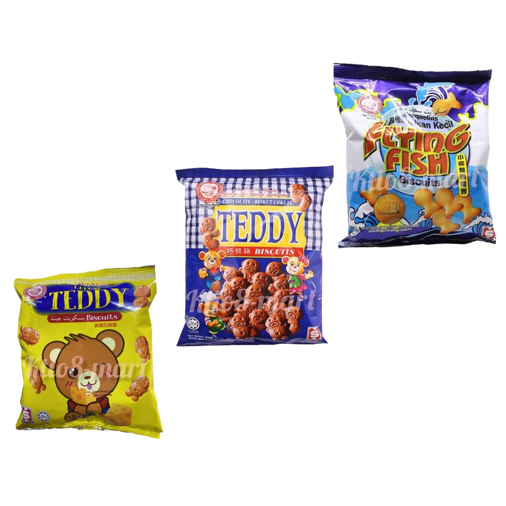 

Hup Seng Biskuit Flying Fish/Teddy Coklat/Teddy Cheese/Biskut Halal/Import