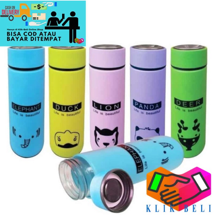 TERLARIS Botol Minum Kaca Animals Termos Karakter Tumbler Bottle Glass Animal