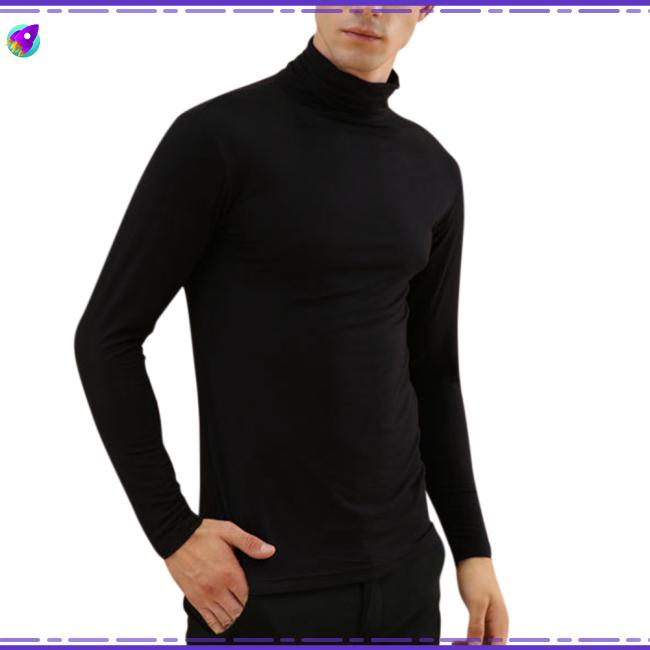  Kaos  T Shirt Thermal Ketat Fit Kerah  Tinggi  Lengan Panjang 