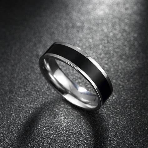 Cincin Pria atau Wanita / Couple / Pasangan, Two Tone Titanium Pria Wanita Emas Hitam Perak Asli Korea