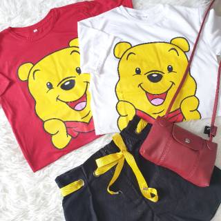  BAJU  KAOS  KATUN WINNIE THE POOH DISNEY PUTIH MERAH  CABE 